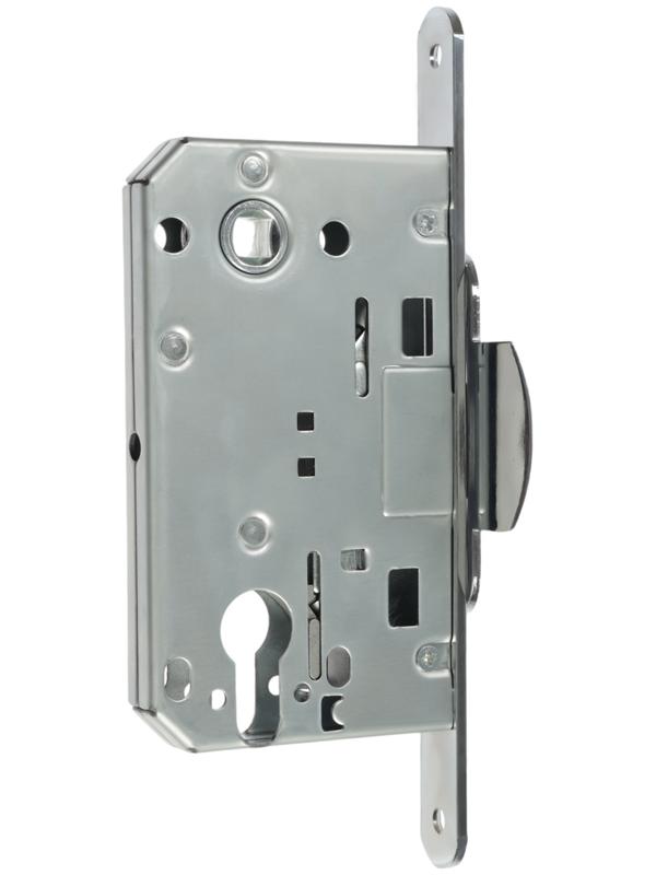 Защелка врезная под цилиндр LOCKLAND ZLK3CP, цвет хром, пластиковый язычок