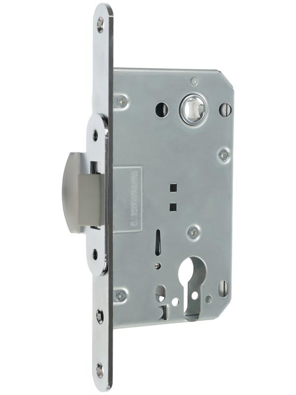 Защелка врезная под цилиндр LOCKLAND ZLK3CP, цвет хром, пластиковый язычок