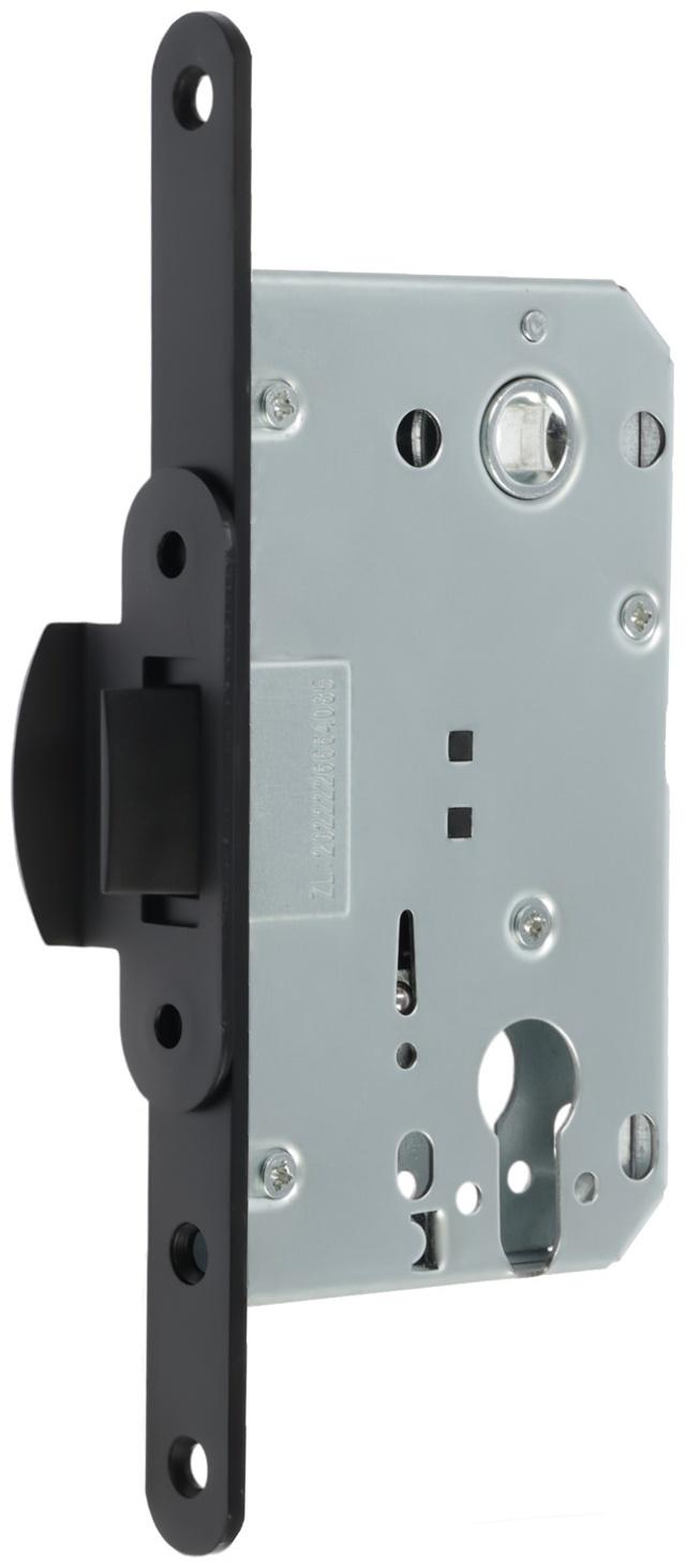 Защелка врезная под цилиндр LOCKLAND ZLK3BL, цвет черный, пластиковый язычок