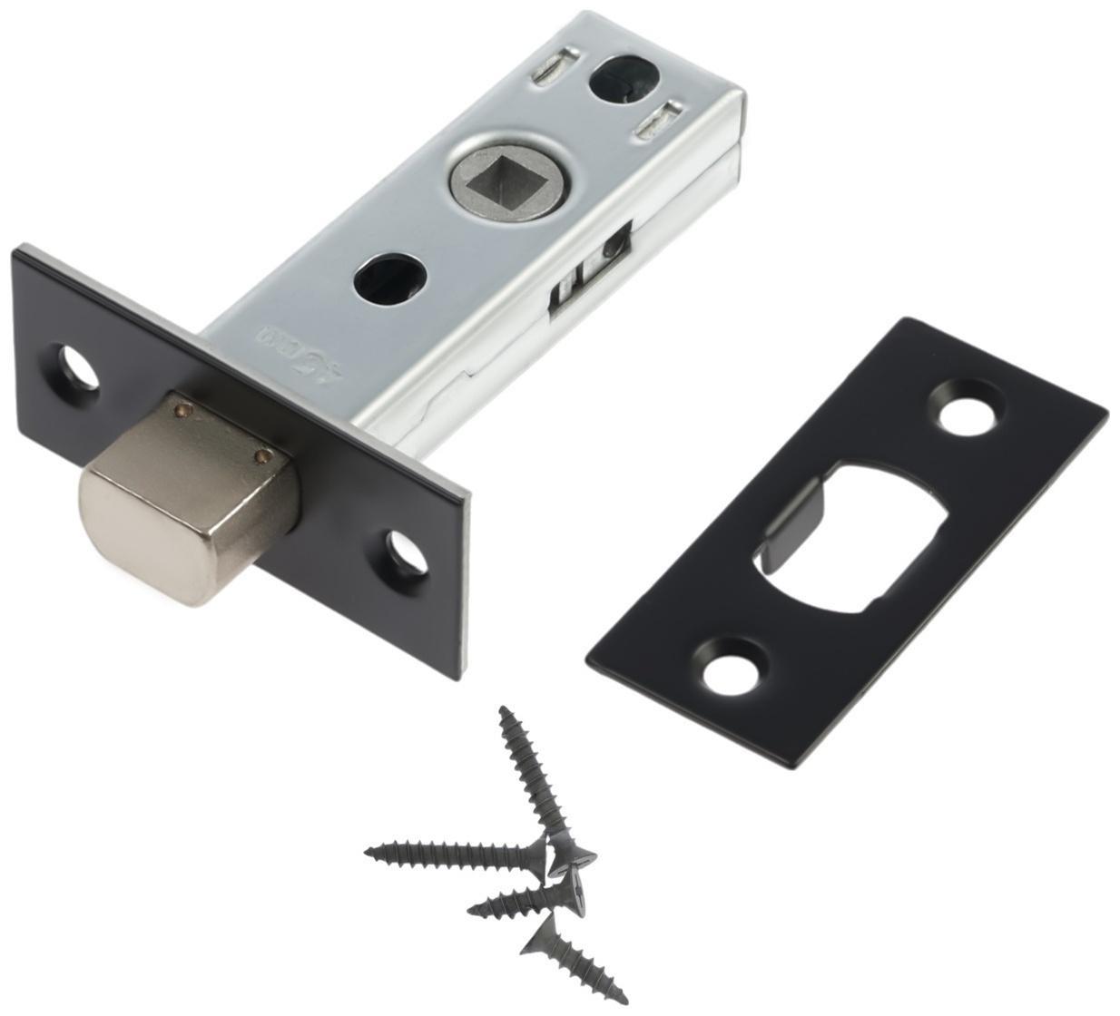 Задвижка дверная межкомнатная LOCKLAND ZDM1BL, цвет черный, стальной язычок