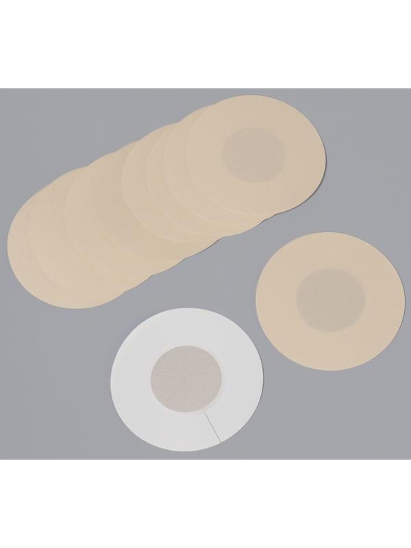 Стикини на грудь «Круг», набор - 5 пар, на клеевой основе, 6×6 см, бежевая