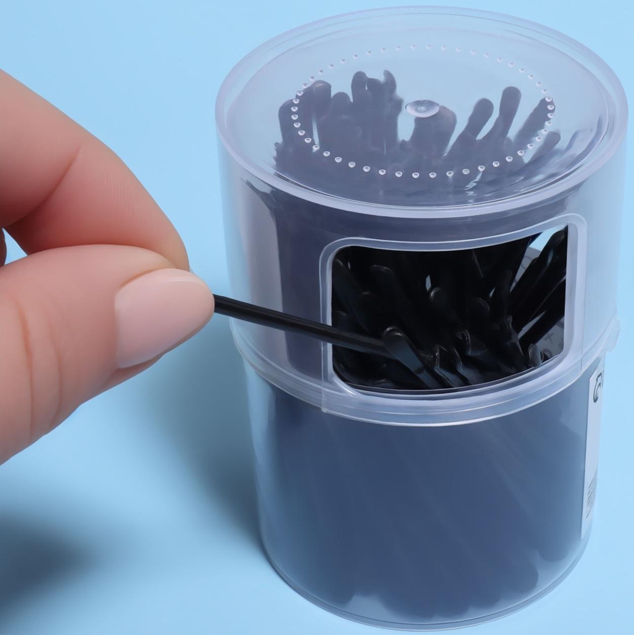 Ватные палочки, двусторонние, с ухочисткой, 100 шт, в пластиковом органайзере, цвет чёрный