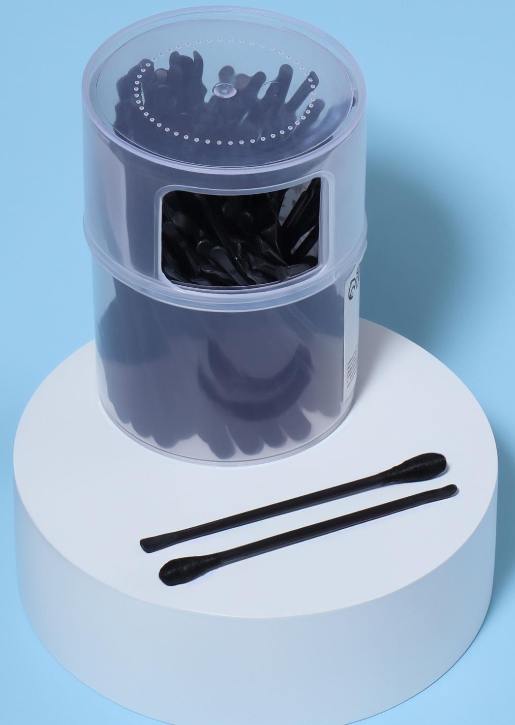 Ватные палочки, двусторонние, с ухочисткой, 100 шт, в пластиковом органайзере, цвет чёрный