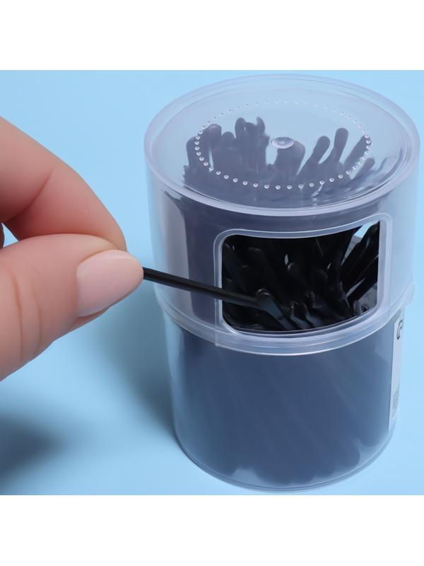 Ватные палочки, двусторонние, с ухочисткой, 100 шт, в пластиковом органайзере, цвет чёрный