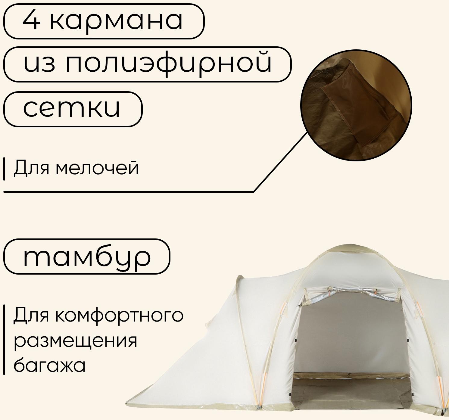 Палатка туристическая, кемпинговая maclay enisey cool 4, 4-местная, с тамбуром