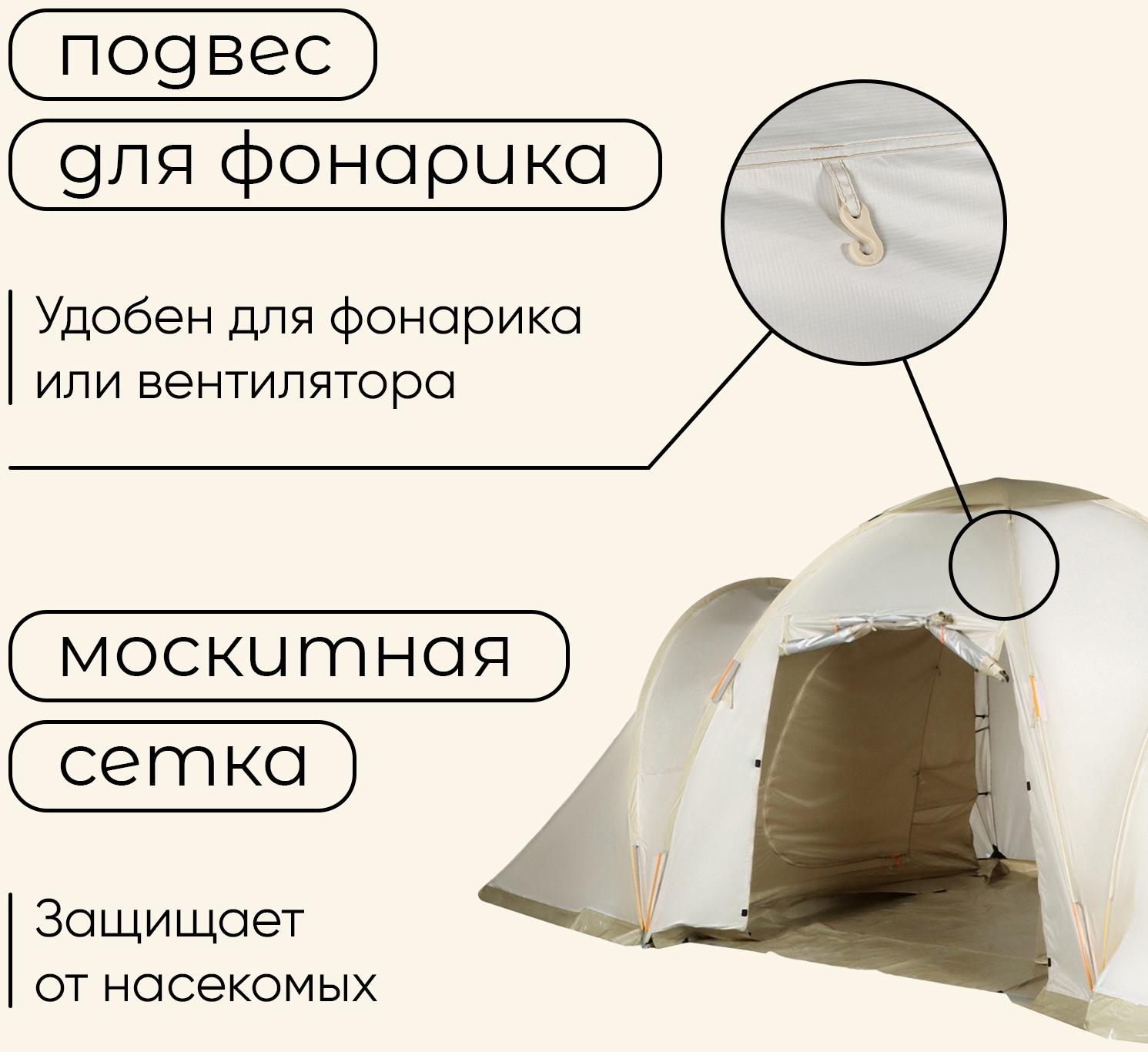 Палатка туристическая, кемпинговая maclay enisey cool 4, 4-местная, с тамбуром
