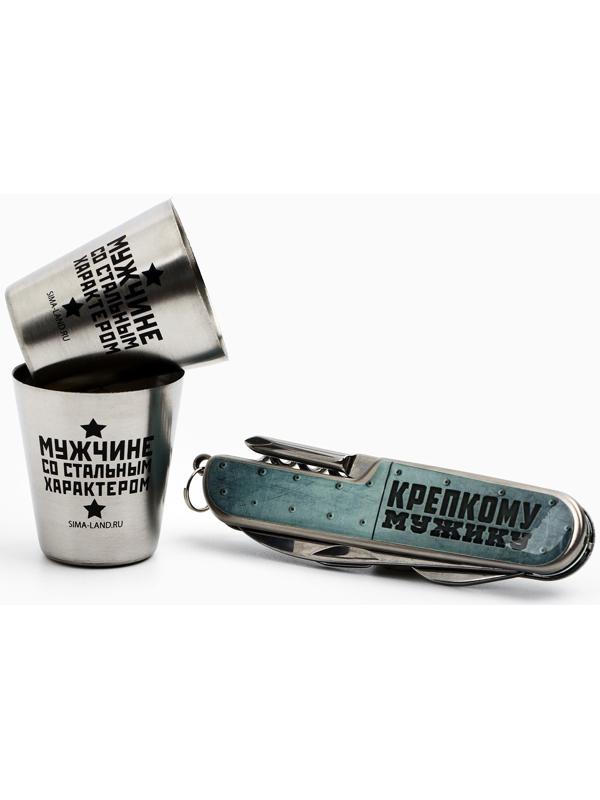 Подарочный набор мужской «Настоящий мужской набор»: нож мультитул, стопки 2 шт