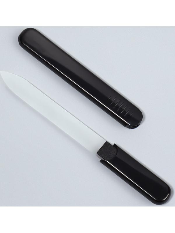 Пилка стеклянная для ногтей, 14.2 см, в футляре, чёрная