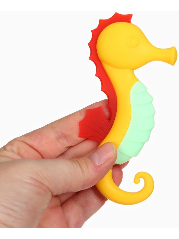 Прорезыватель силиконовый Крошка Я «Морской конёк», от 3 мес., жёлтый