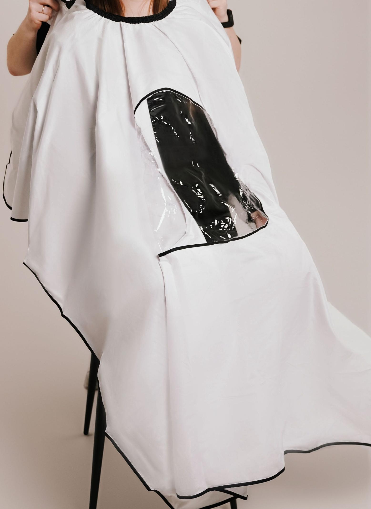 Пеньюар парикмахерский, с окном, цвет белый