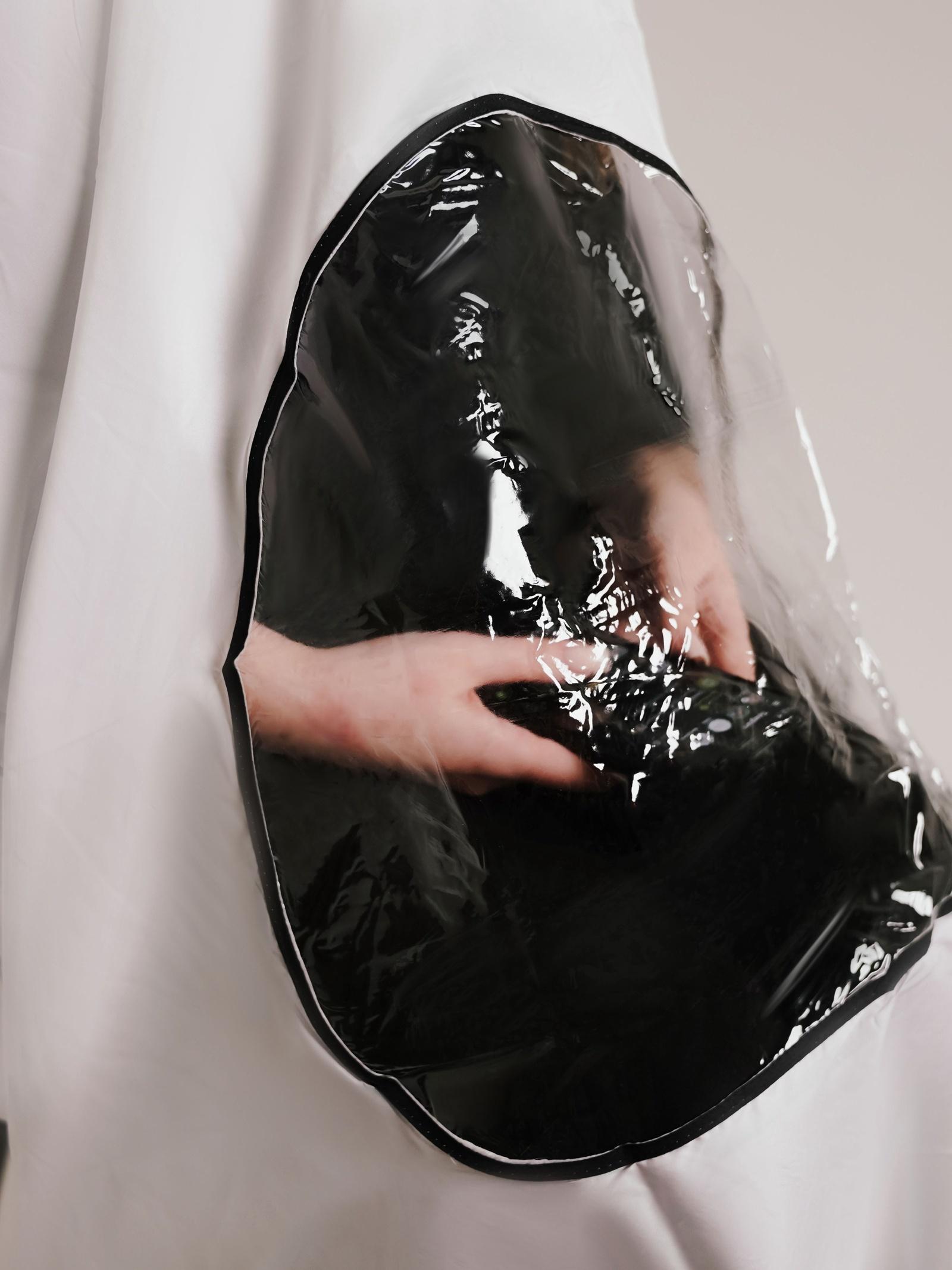 Пеньюар парикмахерский, с окном, цвет белый