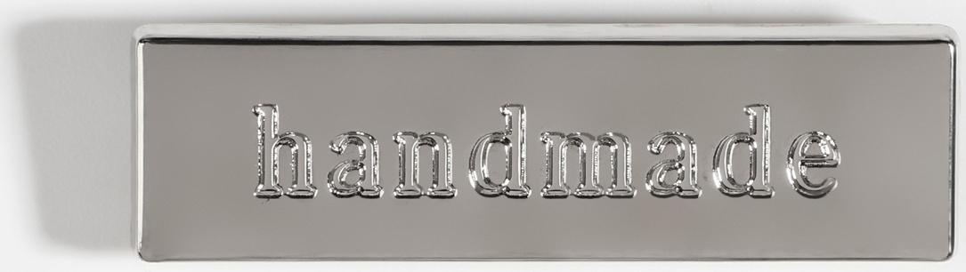 Декоративные элементы на прокол «Hand made», 3,5 × 1 см, 10 шт, цвет серебряный