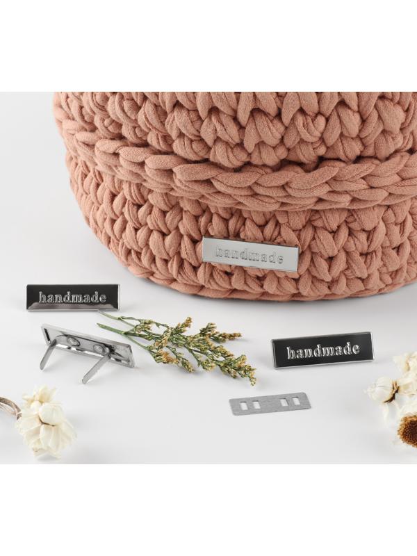 Декоративные элементы на прокол «Hand made», 3,5 × 1 см, 10 шт, цвет серебряный