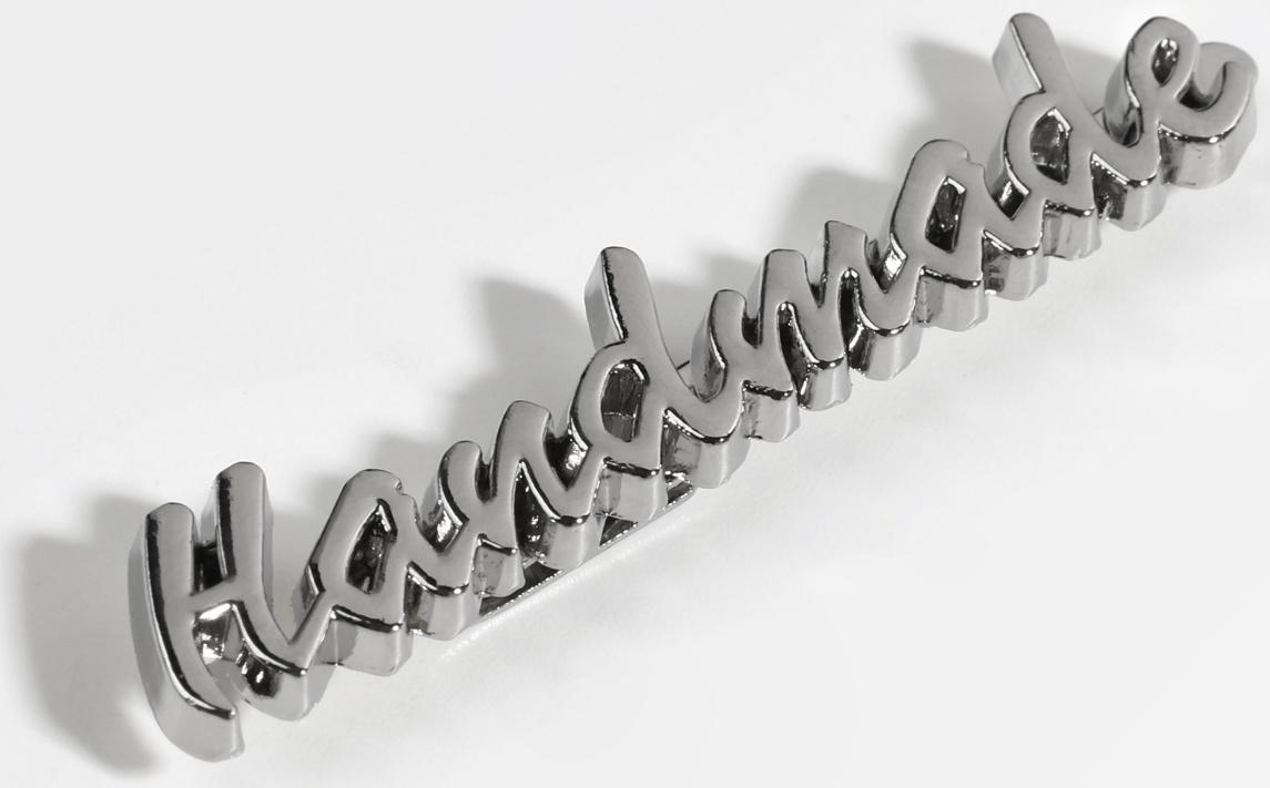 Декоративные элементы на прокол «Hand made», 5,4 × 1 см, 10 шт, цвет серебряный