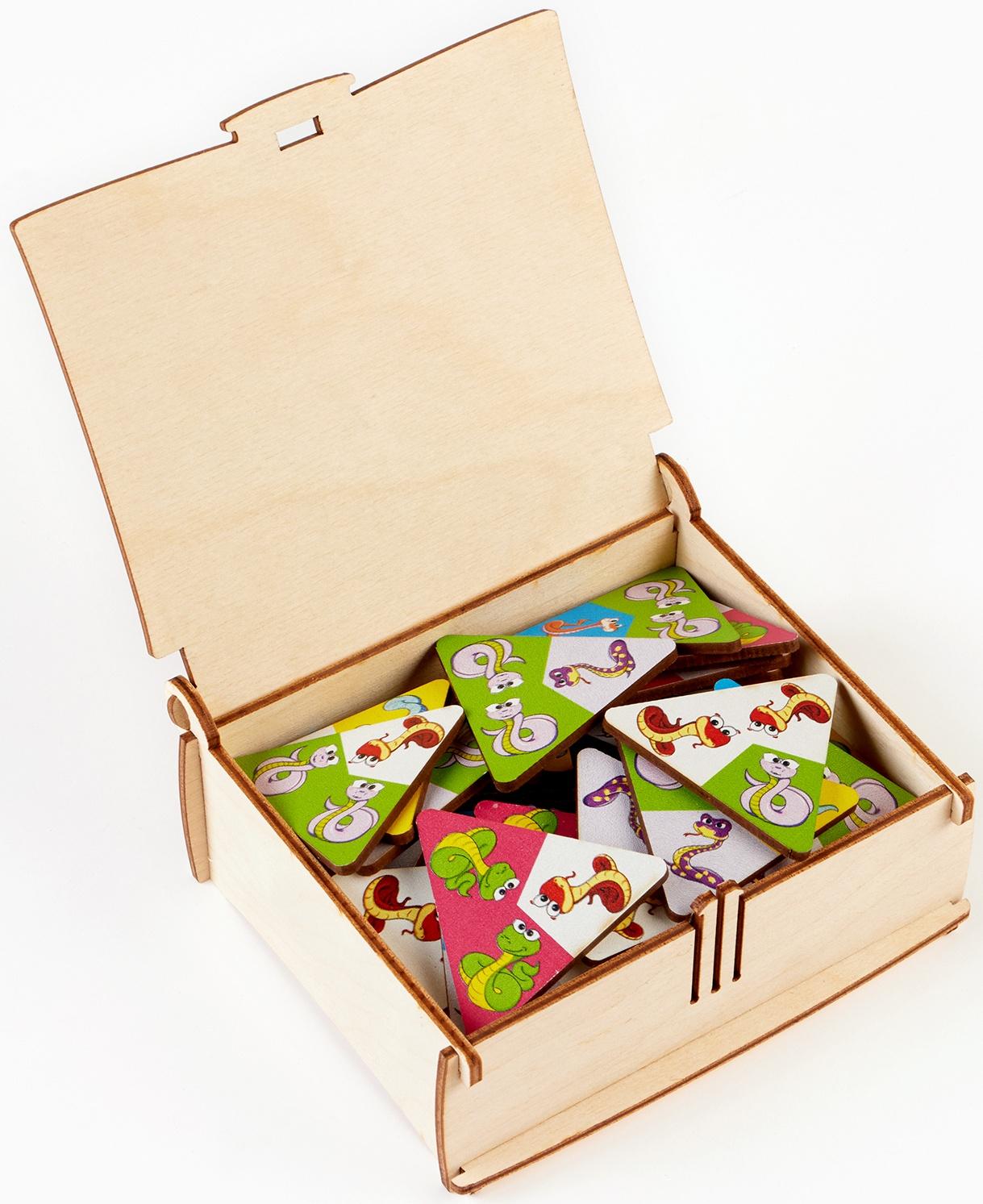 Настольная игра - тримино «Цветная змея. Время игры», с символом года, 56 костяшек