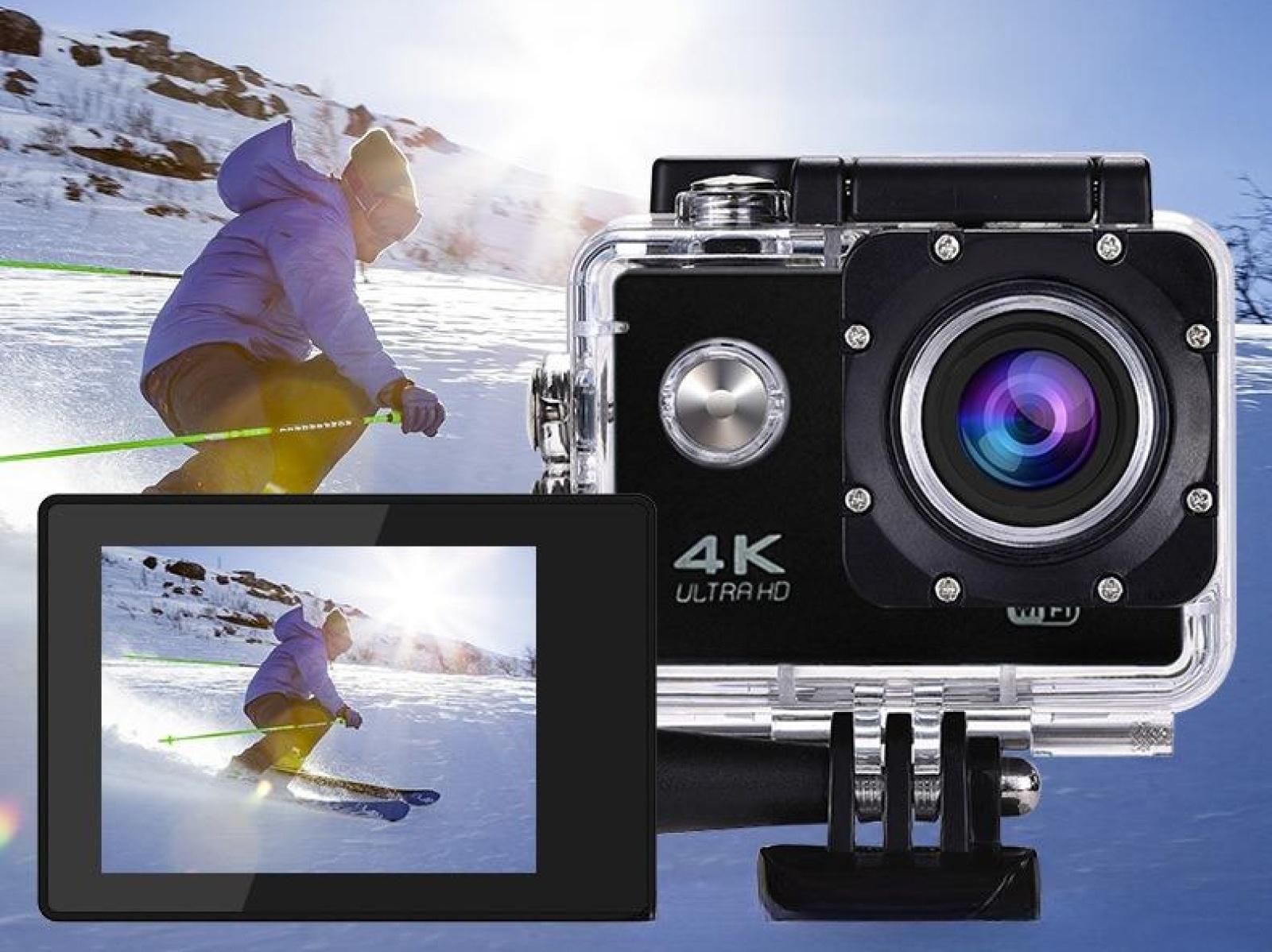 Экшн-камера Cam-16, 4K Ultra HD, 1920*1080 - 30 Fps, 900 мАч, аквабокс + набор креплений, чёрная