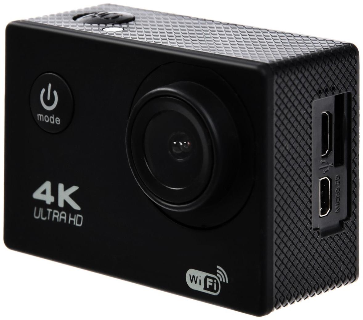 Экшн-камера Cam-16, 4K Ultra HD, 1920*1080 - 30 Fps, 900 мАч, аквабокс + набор креплений, чёрная