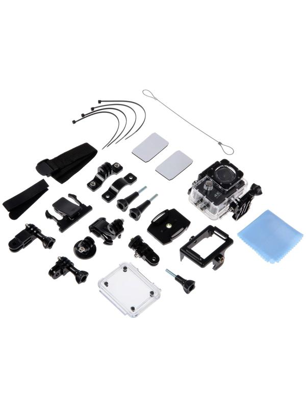 Экшн-камера Cam-16, 4K Ultra HD, 1920*1080 - 30 Fps, 900 мАч, аквабокс + набор креплений, чёрная