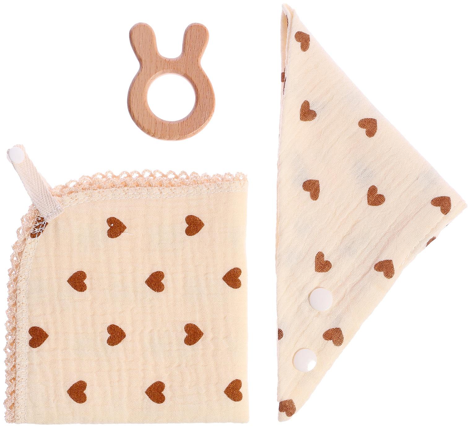 Муслиновый набор «Подарочный набор: Сердечки», 3 шт.