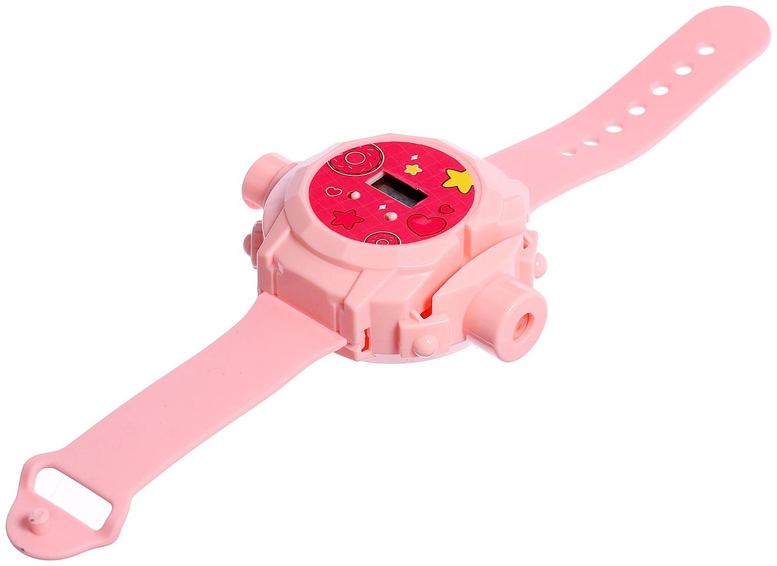 Часы-проектор «Милашки», световые эффекты, 24 картинки, цвет розовый