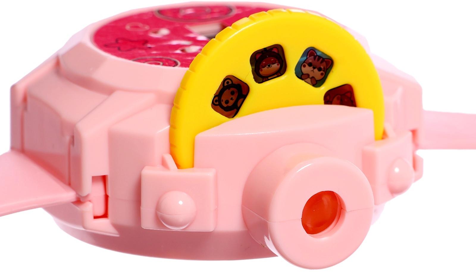 Часы-проектор «Милашки», световые эффекты, 24 картинки, цвет розовый