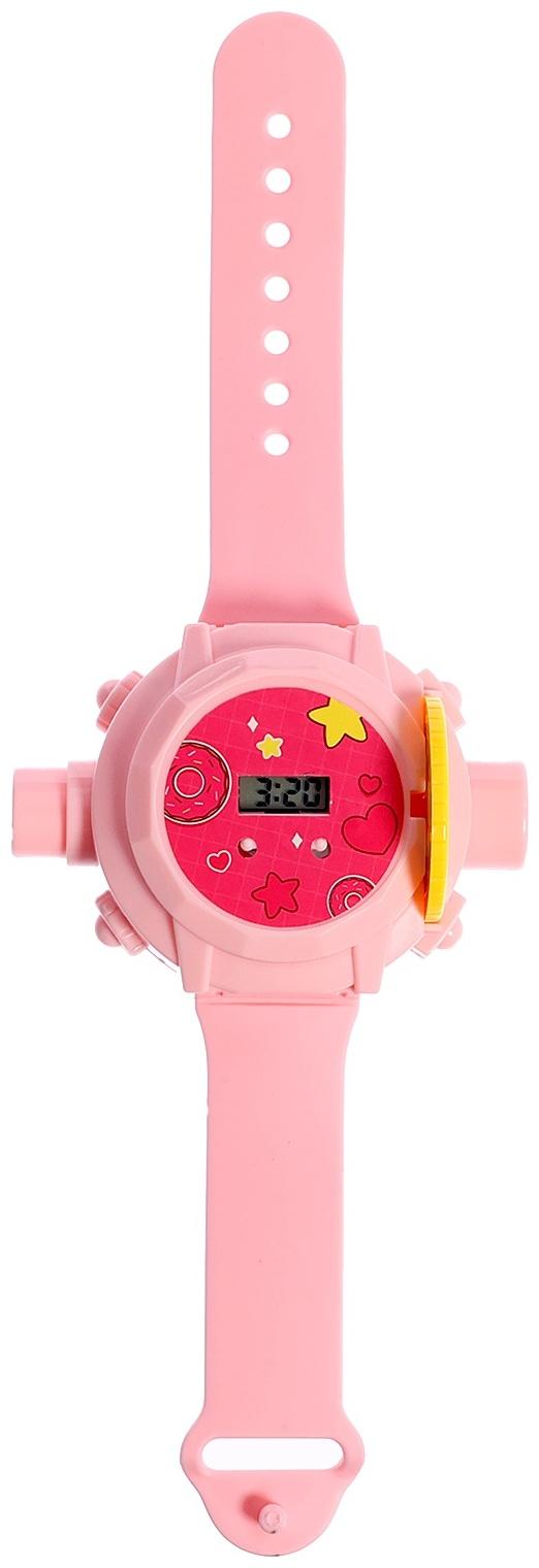 Часы-проектор «Милашки», световые эффекты, 24 картинки, цвет розовый