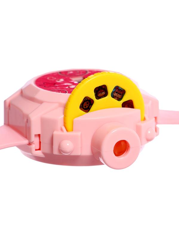 Часы-проектор «Милашки», световые эффекты, 24 картинки, цвет розовый