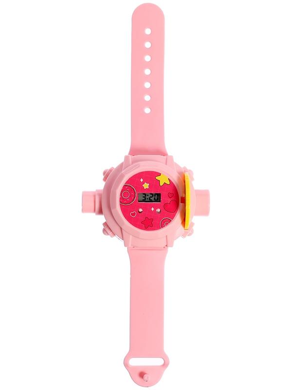 Часы-проектор «Милашки», световые эффекты, 24 картинки, цвет розовый