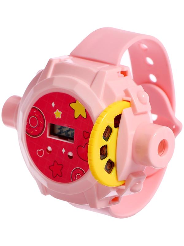 Часы-проектор «Милашки», световые эффекты, 24 картинки, цвет розовый