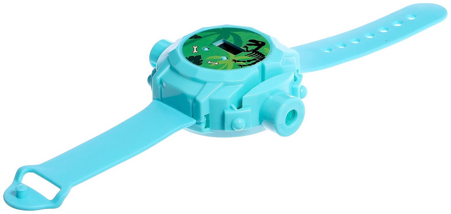 Часы-проектор «Динозавры», световые эффекты, 24 картинки, цвет голубой