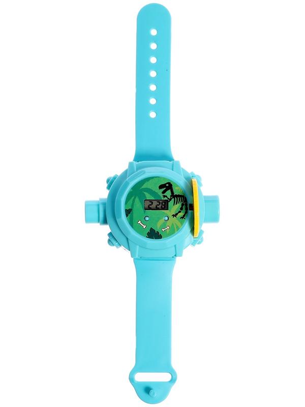 Часы-проектор «Динозавры», световые эффекты, 24 картинки, цвет голубой