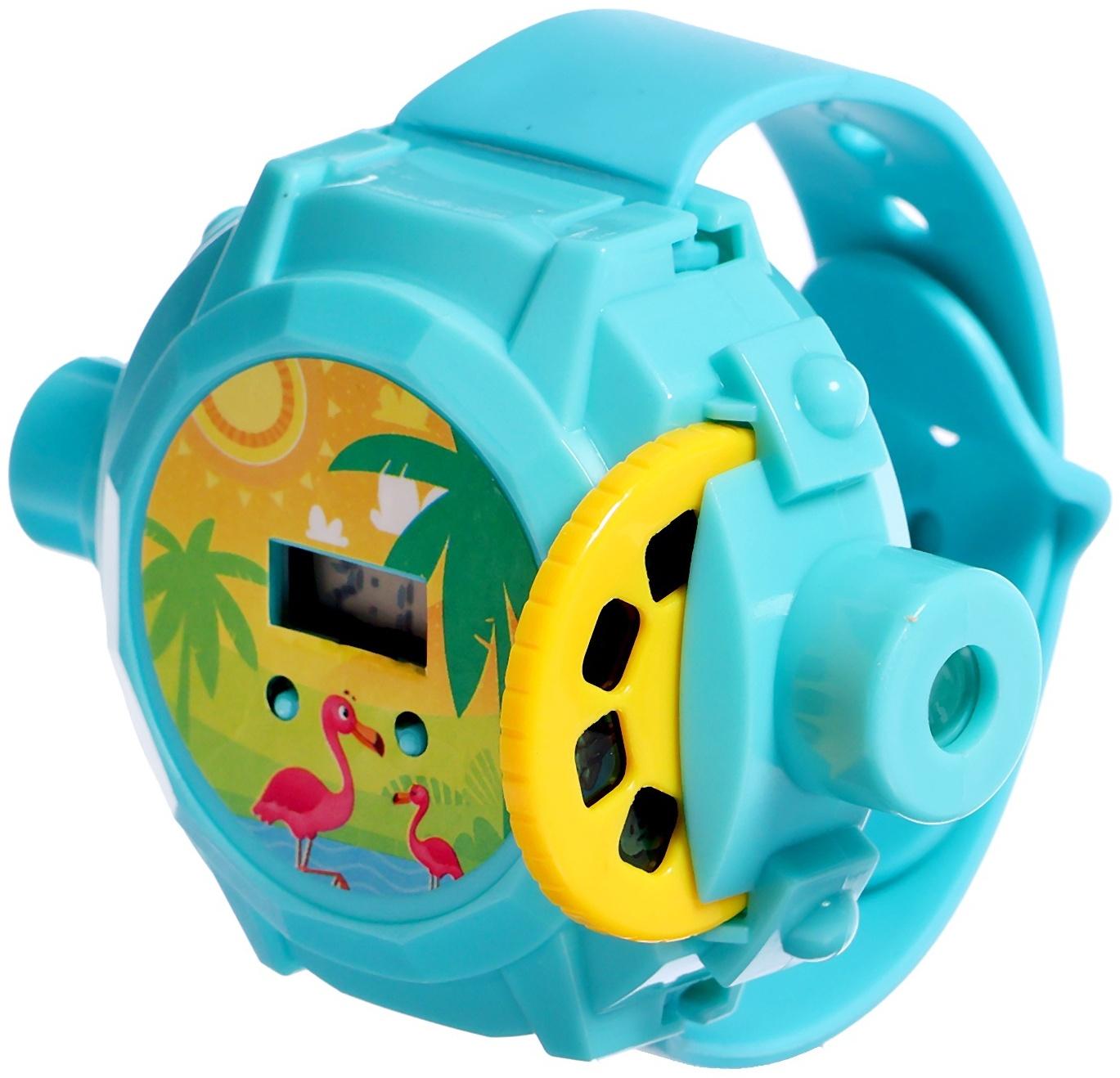 Часы-проектор «Животные», световые эффекты, 24 картинки, цвет голубой