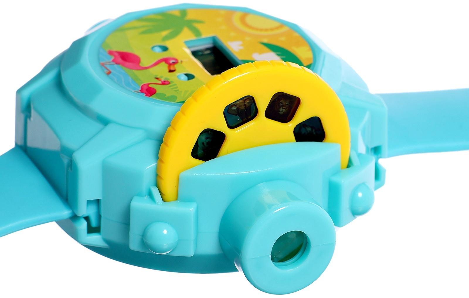 Часы-проектор «Животные», световые эффекты, 24 картинки, цвет голубой