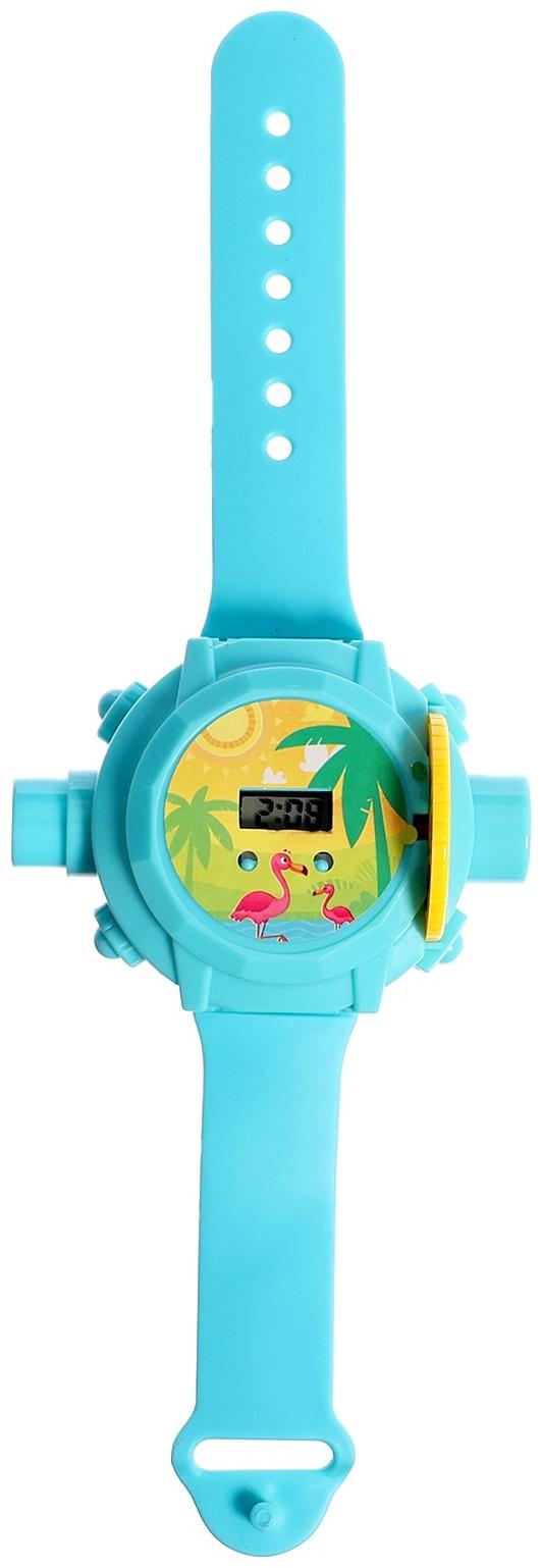 Часы-проектор «Животные», световые эффекты, 24 картинки, цвет голубой