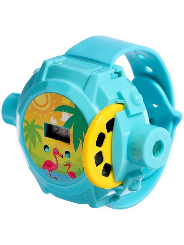 Часы-проектор «Животные», световые эффекты, 24 картинки, цвет голубой