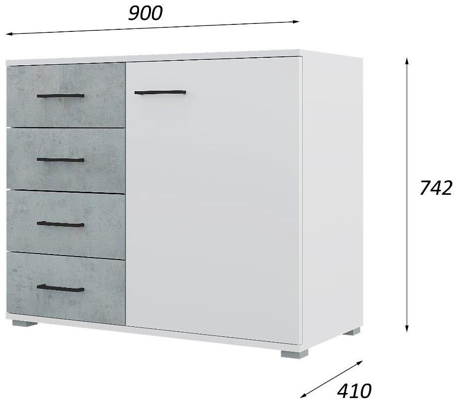 Спальный гарнитур «Бостон», шкаф 2000 мм, кровать 1600 мм, комод, 2 тумбы, белый/дуб золотой/бетон