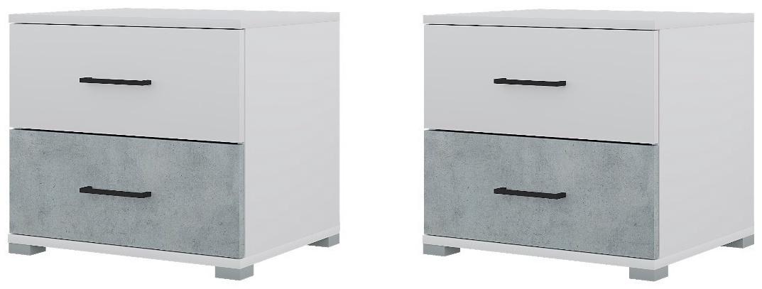 Спальный гарнитур «Бостон», шкаф 2000 мм, кровать 1600 мм, комод, 2 тумбы, белый/дуб золотой/бетон