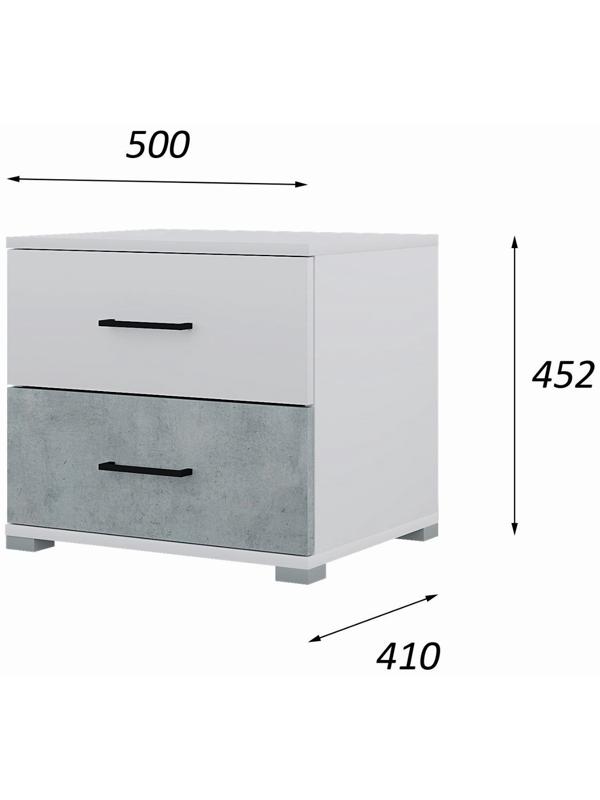 Спальный гарнитур «Бостон», шкаф 2000 мм, кровать 1600 мм, комод, 2 тумбы, белый/дуб золотой/бетон