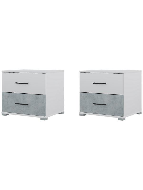 Спальный гарнитур «Бостон», шкаф 2000 мм, кровать 1600 мм, комод, 2 тумбы, белый/дуб золотой/бетон