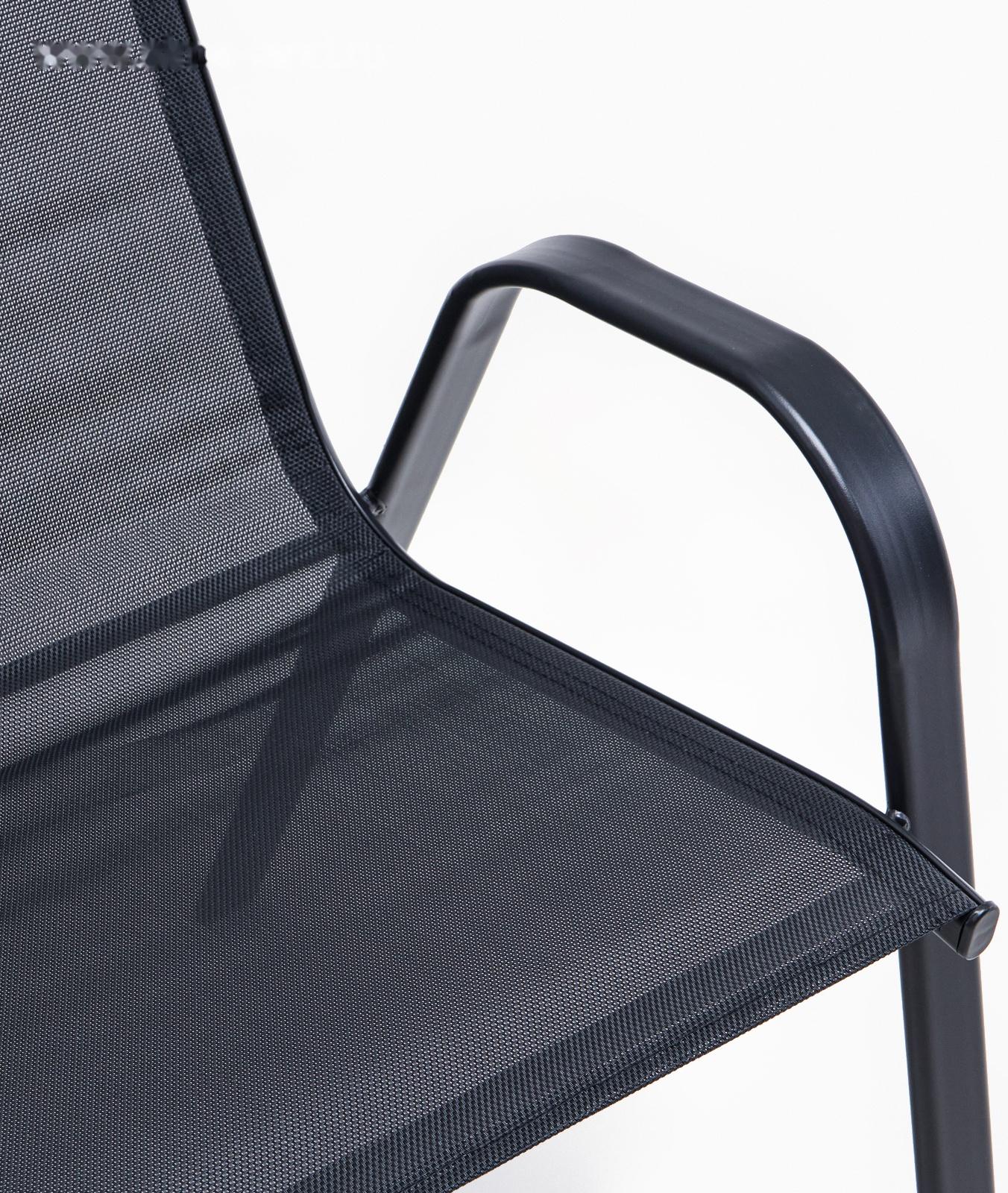 Набор садовой мебели: стол + 4 стула, текстилен, черный,  максимальная нагрузка 120 кг