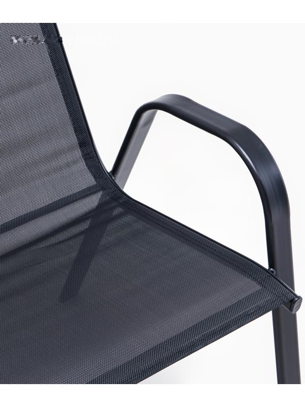 Набор садовой мебели: стол + 4 стула, текстилен, черный,  максимальная нагрузка 120 кг