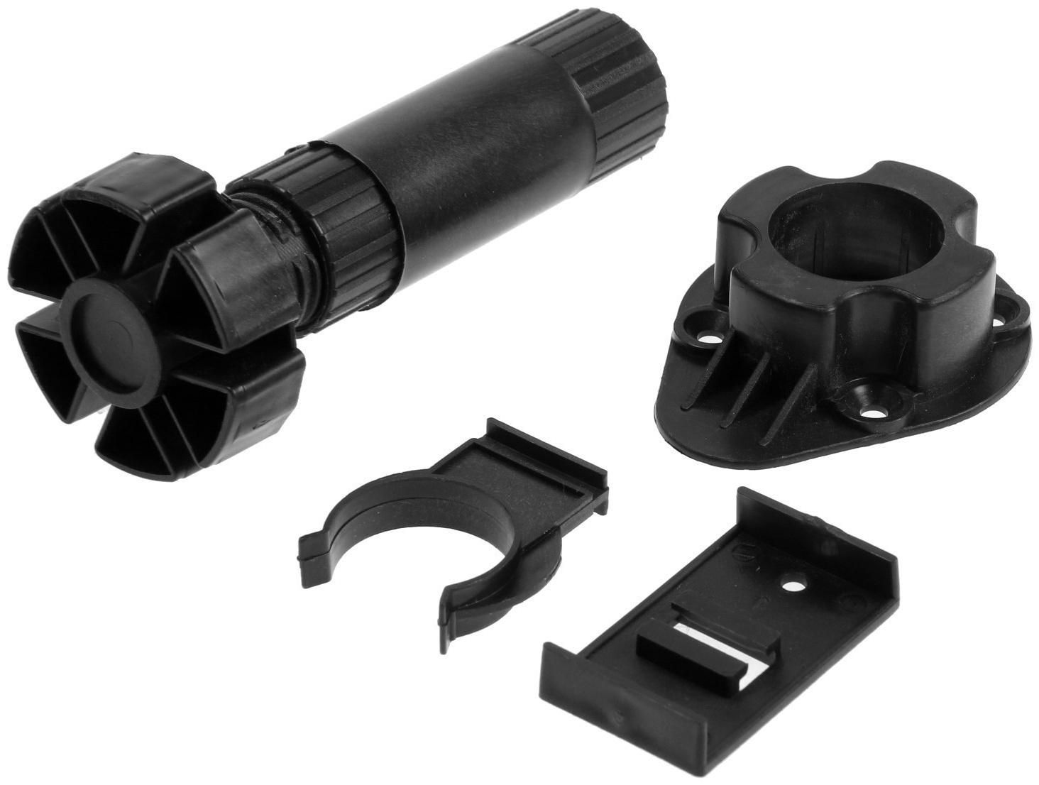 Опора пластиковая ТУНДРА, регулируемая d=26, H=100-140 мм, с клипсой, черная, 4 шт. TMP