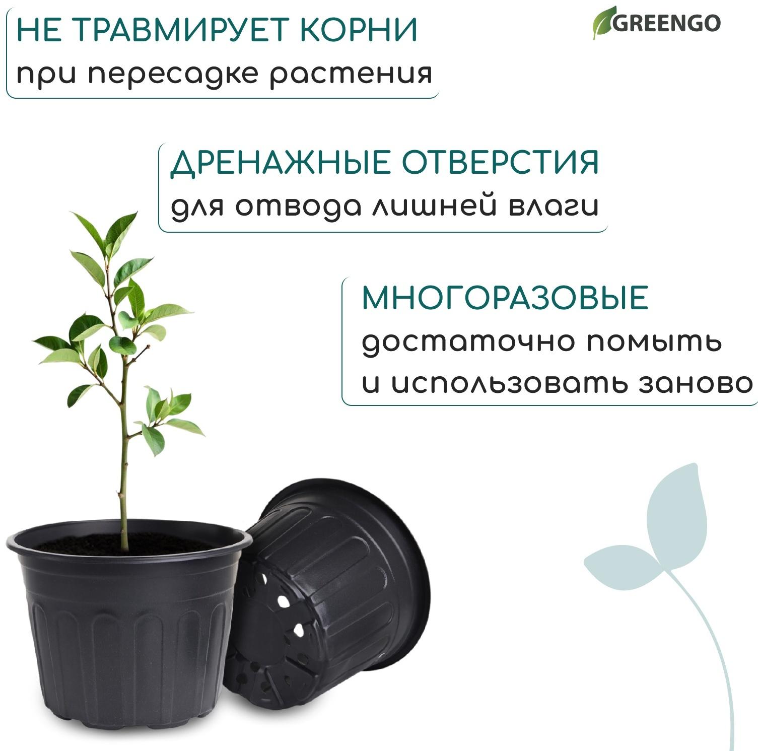 Горшок для рассады, 4 л, d=21 см, h=15 см, мягкий пластик, чёрный, Greengo