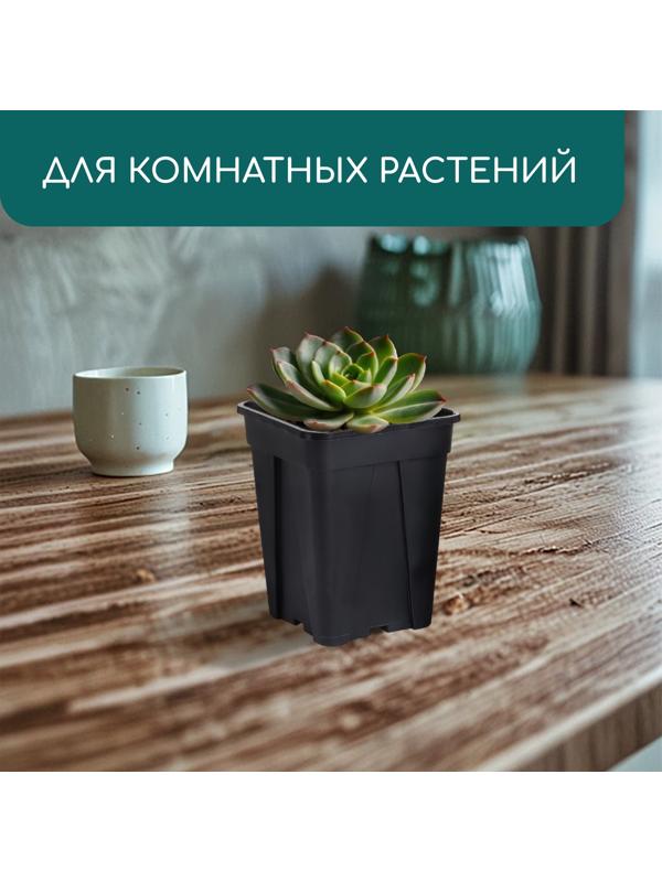 Горшок для рассады, 250 мл, d=6.7 см, h=8 см, пластик, чёрный, Greengo