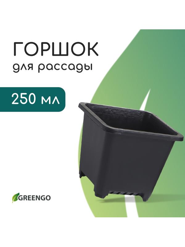 Горшок для рассады, 250 мл, d=9 см, h=8 см, пластик, чёрный, Greengo
