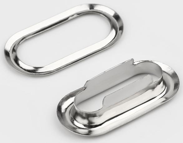 Застёжка для кепки, с люверсом, 2×2 см, цвет серебряный