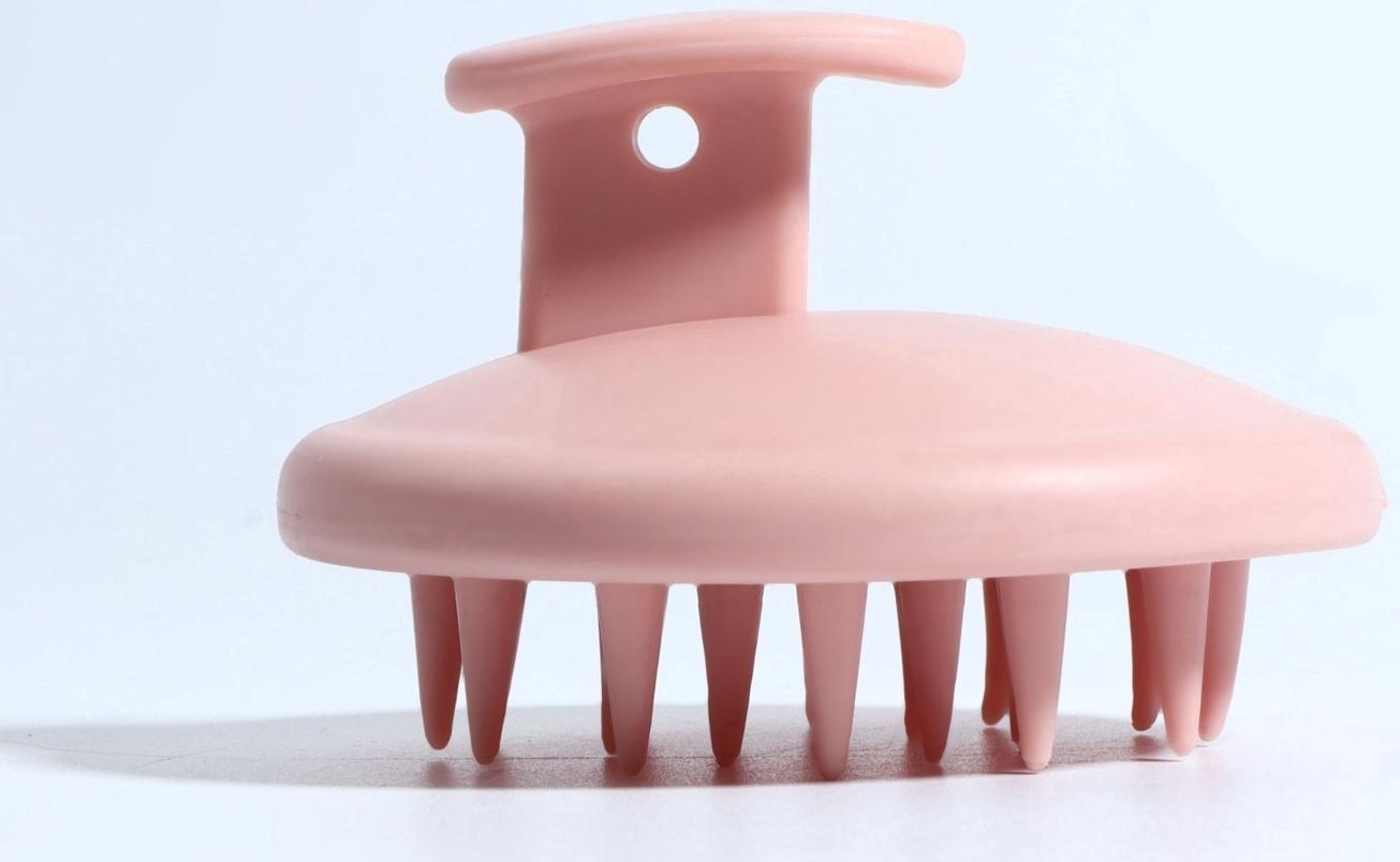 Щётка - массажёр для мытья головы, 8 × 8 × 6 см, цвет розовый