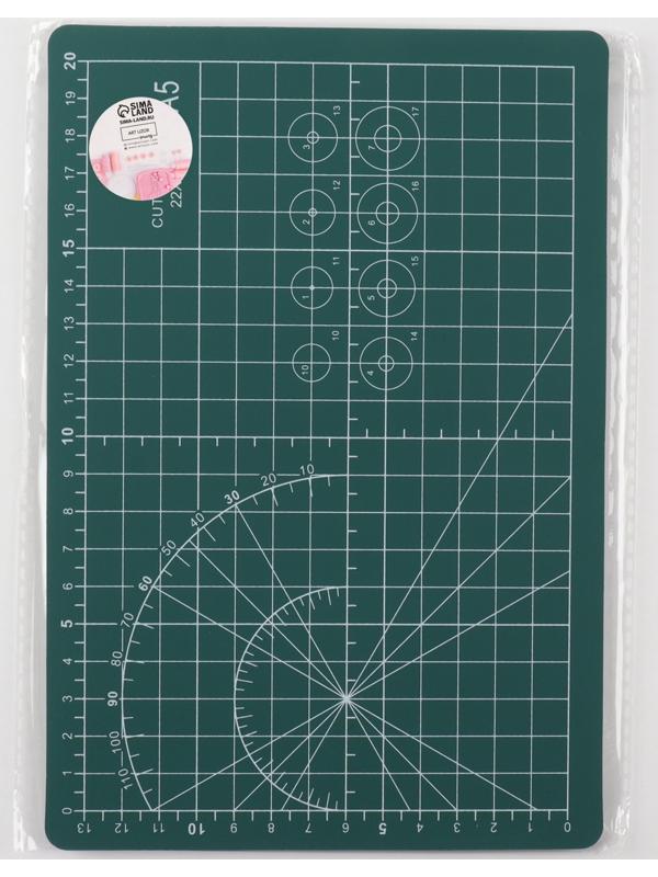 Мат для резки, трёхслойный, 22×15 см, А5, зелёный