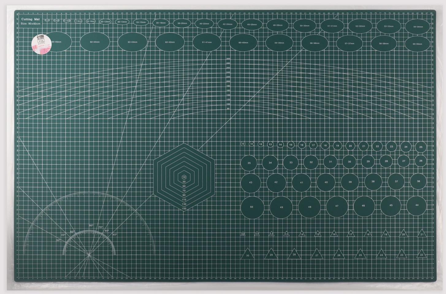 Мат для резки, трёхслойный, 90×60 см, А1, зелёный