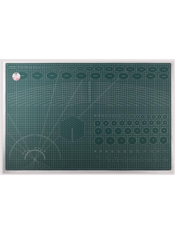 Мат для резки, трёхслойный, 90×60 см, А1, зелёный